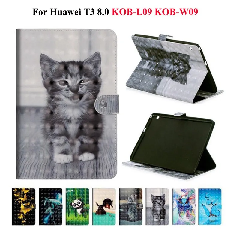 3D печать из искусственной кожи чехол для huawei MediaPad T3 8,0 дюймов KOB-L09 KOB-W09 Funda чехол для Honor PlayPad 2 8,0 чехол для планшета+ подарок