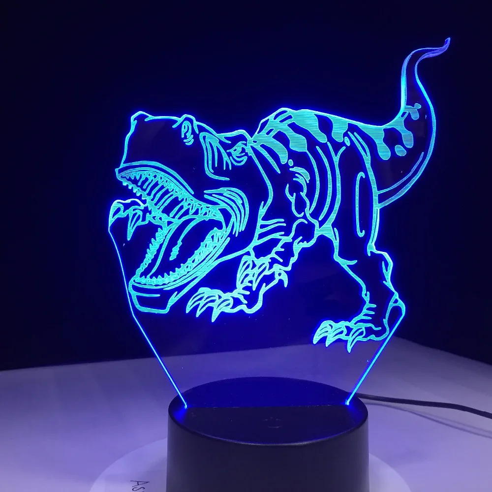 Динозавр 3D светодиодный светильник Ночной свет Новинка Иллюзия с USB кабель как