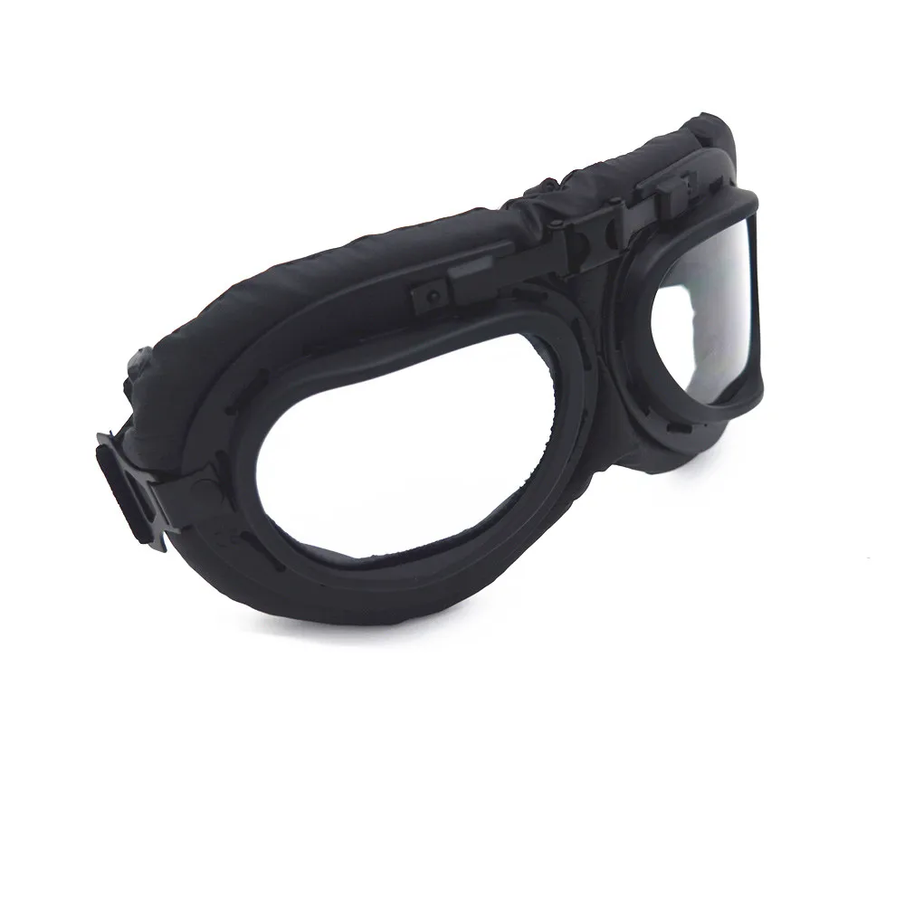 Clear Lens Mooreaxe мотоциклетные очки Oculos Gafas велосипедные солнцезащитные очки кожаная оправа UV400 ветрозащитные Ретро винтажные очки на шлем - Цвет: Clear Lens