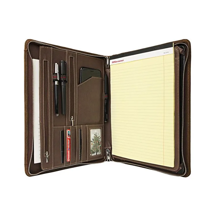 Бизнес кожаный IPad чехол Crazy Horse на молнии Многофункциональный менеджер клип