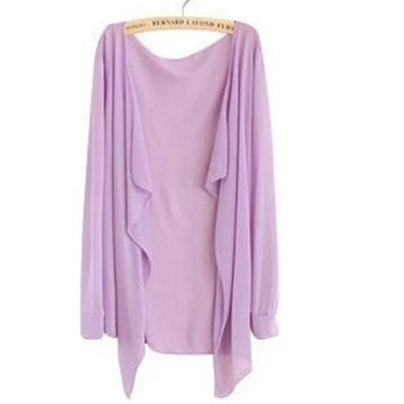 Женская шифоновая куртка с длинным рукавом Повседневная Блузка защитой от