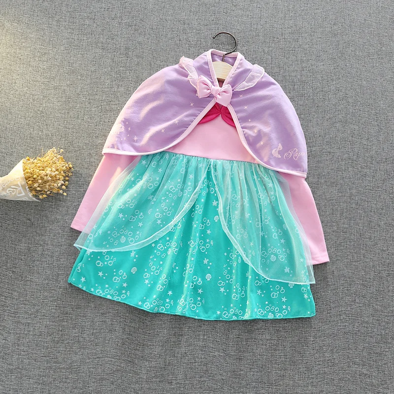 2-7 Yrs Baby Girls Dress Girl Long Sleeve Dresses with Cloak Kids Princess Clothes Children Halloween Snow White Cosplay Costume | Детская