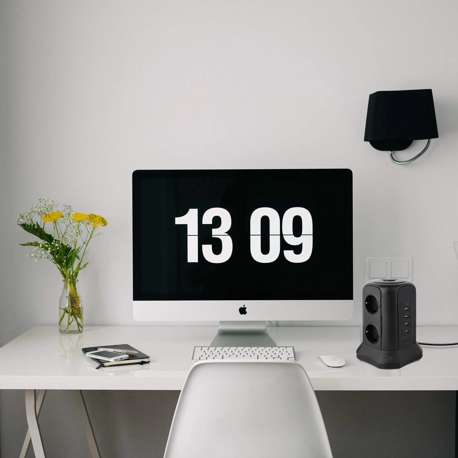 Смарт-башня, блок питания, несколько розеток, 6 разъемов, 4 USB порта, с USB распределением питания, 2 м, удлинитель, защита от перенапряжения