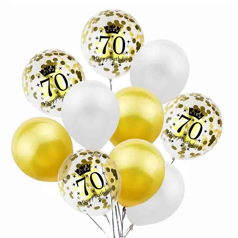 Amawill 70th день рождения комплект украшений для вечеринки с днем рождения баннер золотой черный шар идеальный 70 лет вечерние принадлежности 75D - Цвет: 10pcs balloon