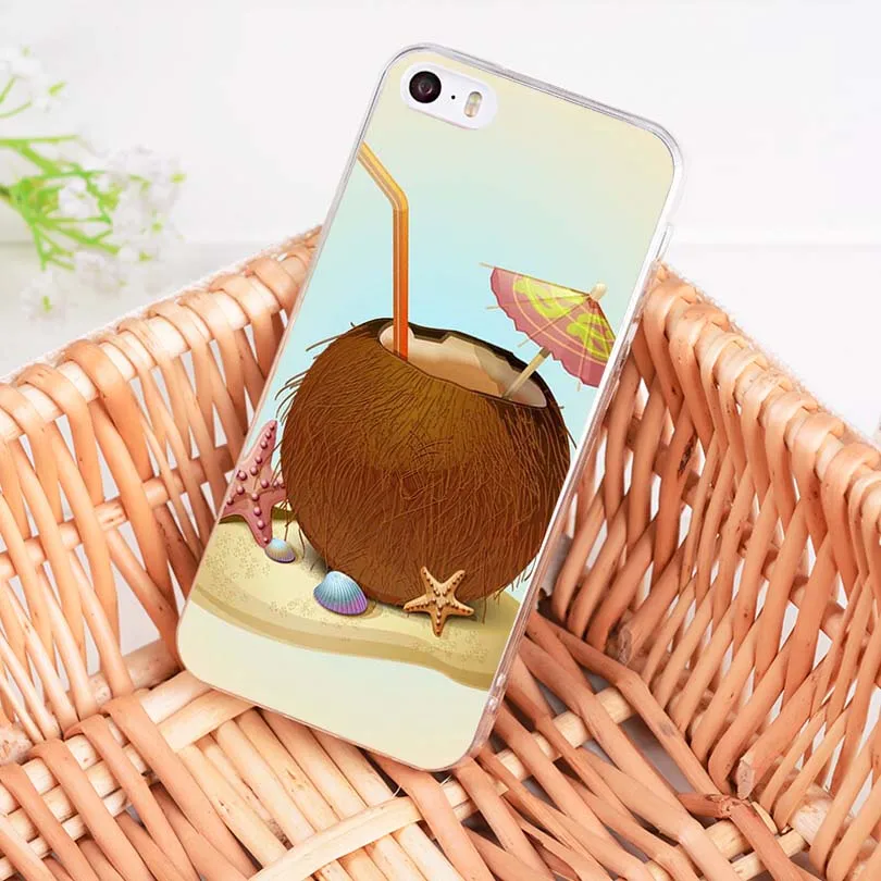 Чехол MaiYaCa для телефона из ТПУ с принтом фруктов кокоса на пляже iPhone 8 7 6 6S Plus X 10 5 5S