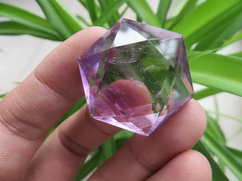 A* 16.8g Natural Amethyst Quartz Crystal Star Of David Carving ART