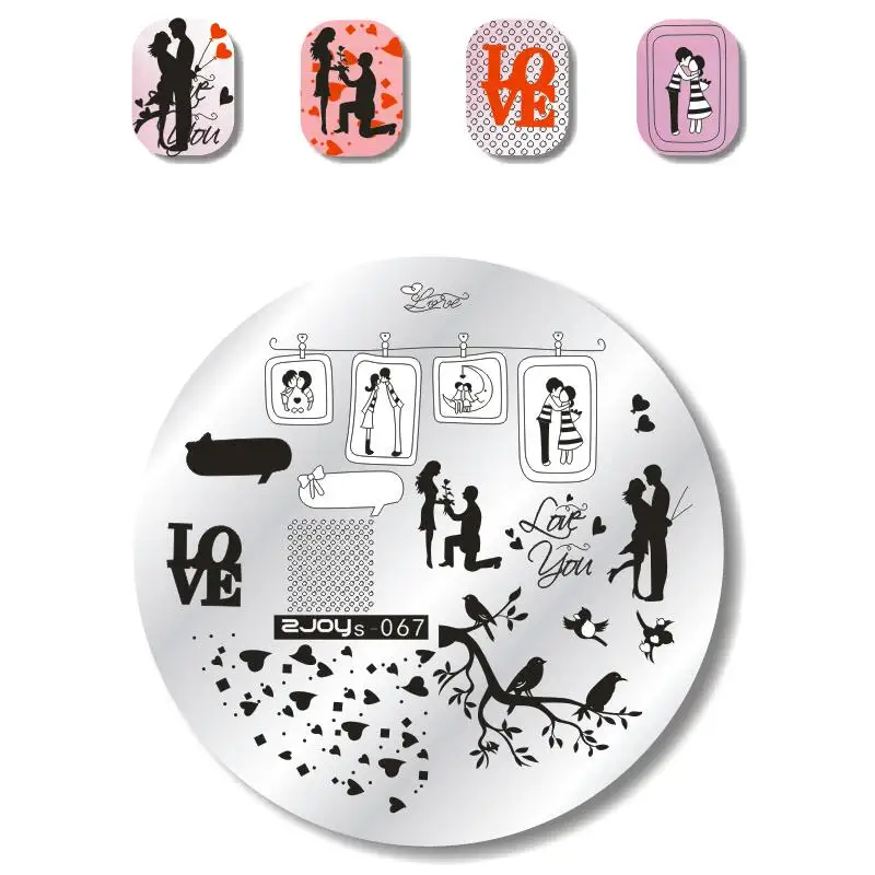 1 шт. Круглая Пластина для дизайна ногтей на День святого Валентина небоскреб