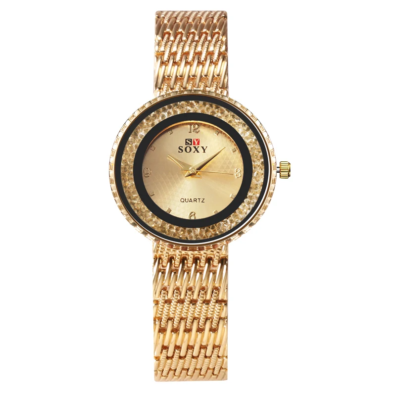 2021 женские часы золотые роскошные с сетчатым ремешком женская повседневная