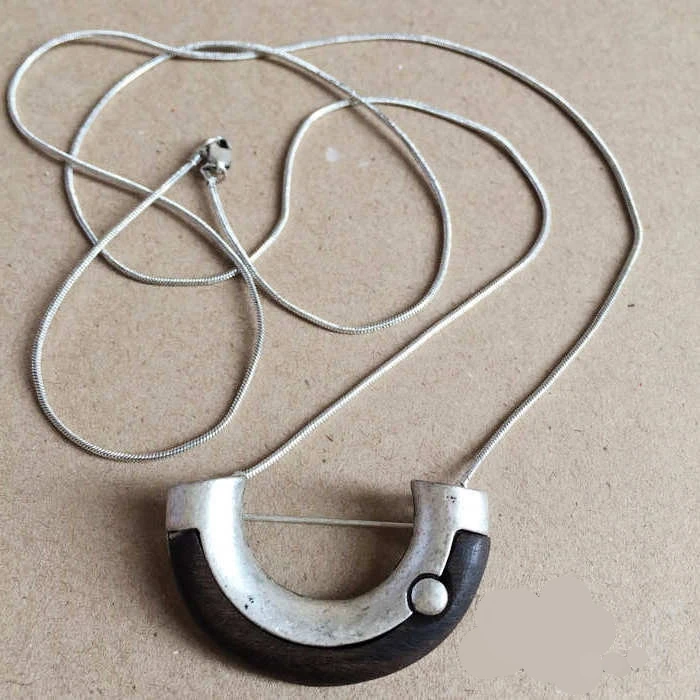 Винтажная цепочка со змеиным плетением специальный дизайн деревянная Подвеска