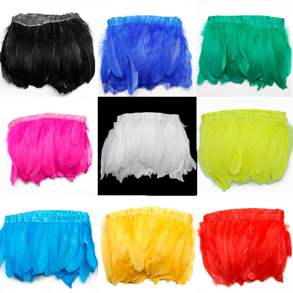 Разноцветные Ленты Из гусиных перьев 2 м/лот крашеные ленты из 15-20 см с кисточками