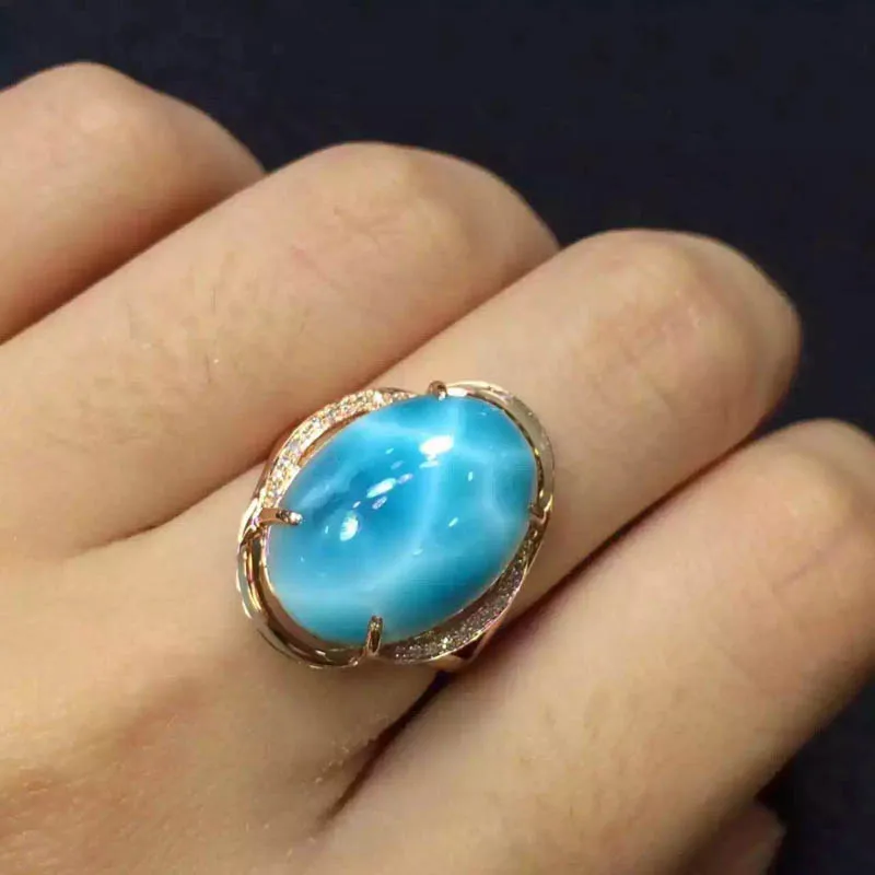 CSJ натуральный Larimar кольца Стерлинговое Золото 10 к с 10ct Larimar Fine Jewelry Свадебные обручальные кольца для женщин дамы девушки подарок