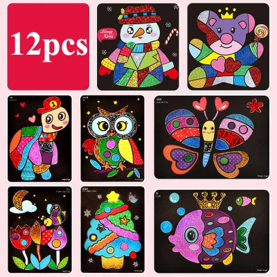 12pcs set DIY Shimmer звездный блеск Magic Art игрушки для рисования переводная Наклейка Искусство DIY живопись игрушки креативные развивающие для детей - Цвет: 12pcs set