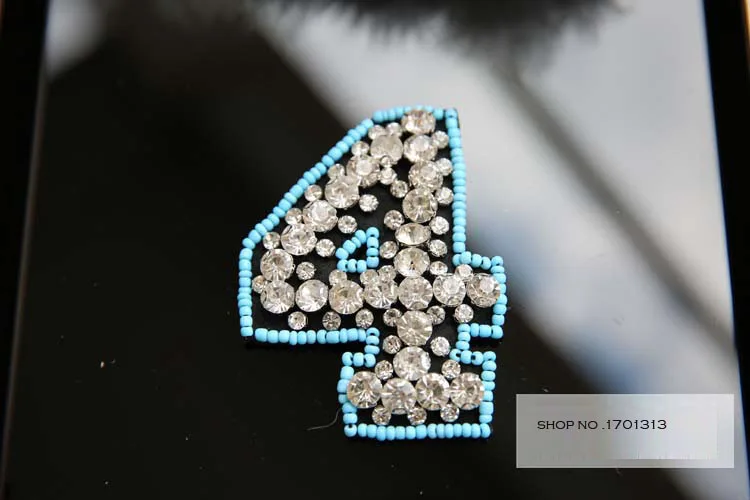 Numbers 3D Handmade rhinestone beaded patches for clothing bag DIY digital embroidery parches bordados para ropa | Дом и сад