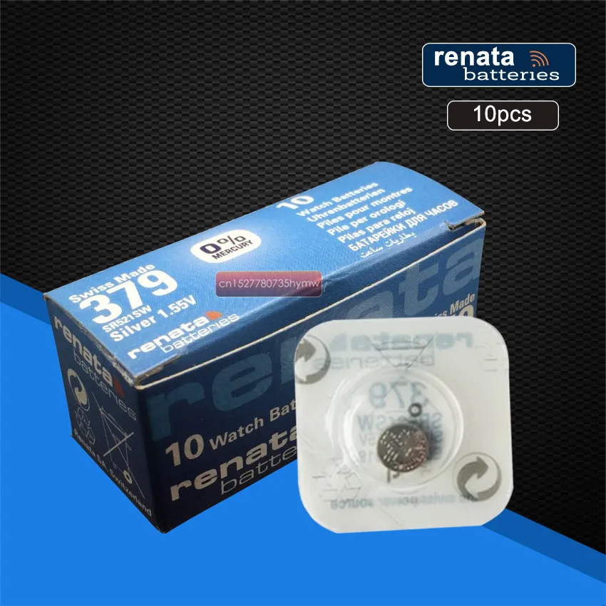 10 упаковок renata серебряный оксид часовая батарея 379 SR521SW 521 1 55 V батарейки