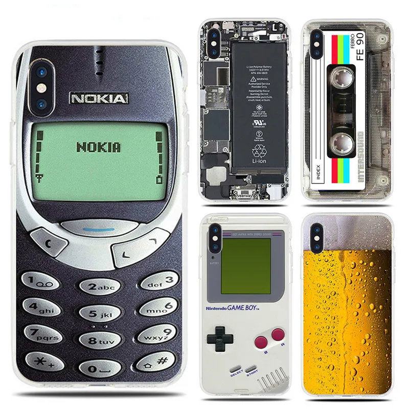 Креативный Мягкий ТПУ чехол для iPhone 7 8 Plus X 6 S 5 5S SE Beer Gameboy телефон батарея