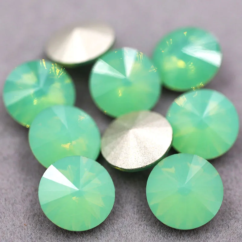 Зеленые искусственные Кристаллы k9 стеклянные круглые клеевые Стразы для одежды