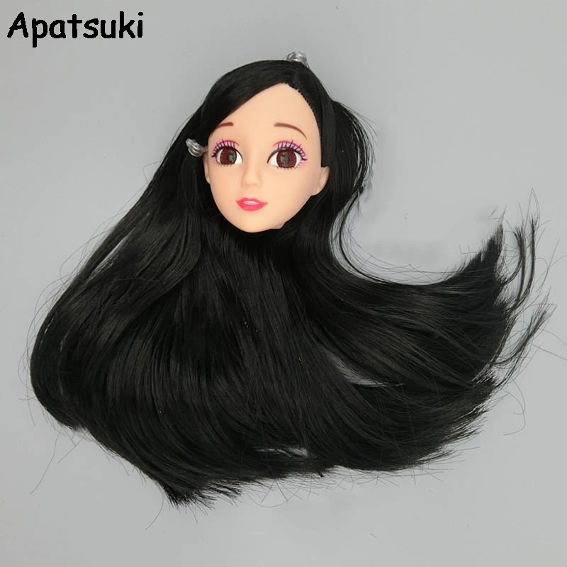 Черные волосы голова куклы 1:6 3D настоящие глаза китайские кукольные головки для 11