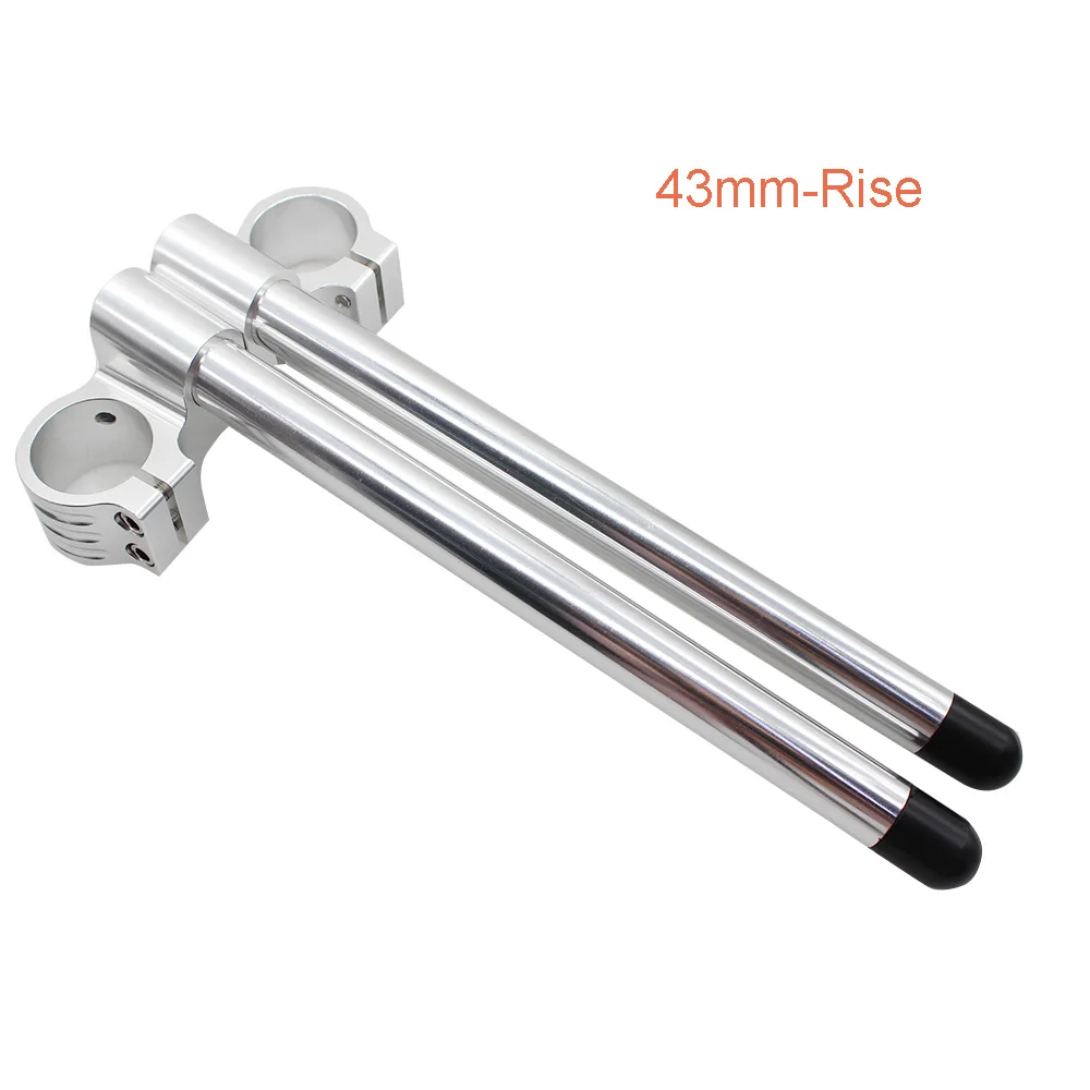 43mm-Rise Clipons 31 мм 33 мм 35 мм 36 мм 37 мм, 38 мм, 41 мм 43 мм 45/УФ-фильтр 52 мм с Серебряный мотоцикла с ЧПУ клип Ons, вилка, руль, ручной стержень, подъем для Kawasaki Yamaha - Цвет: 43mm-Rise