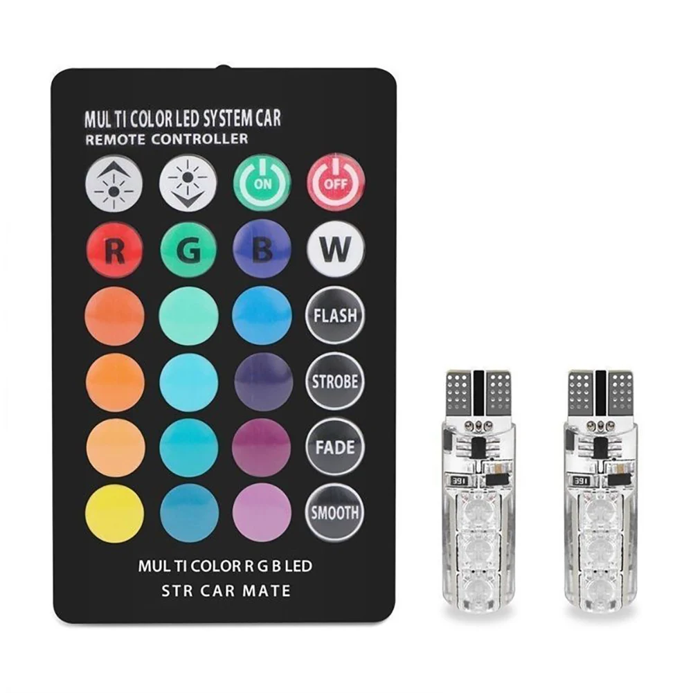 T10 W5W светодиодный светодиодные фары лампы RGB с дистанционным Управление 194 168 501
