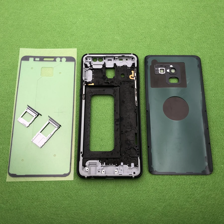 Для Samsung Galaxy A8 A530 A530F средняя передняя рамка полный корпус задний корпус под светодиод рамка Задняя стеклянная крышка чехол Дверь