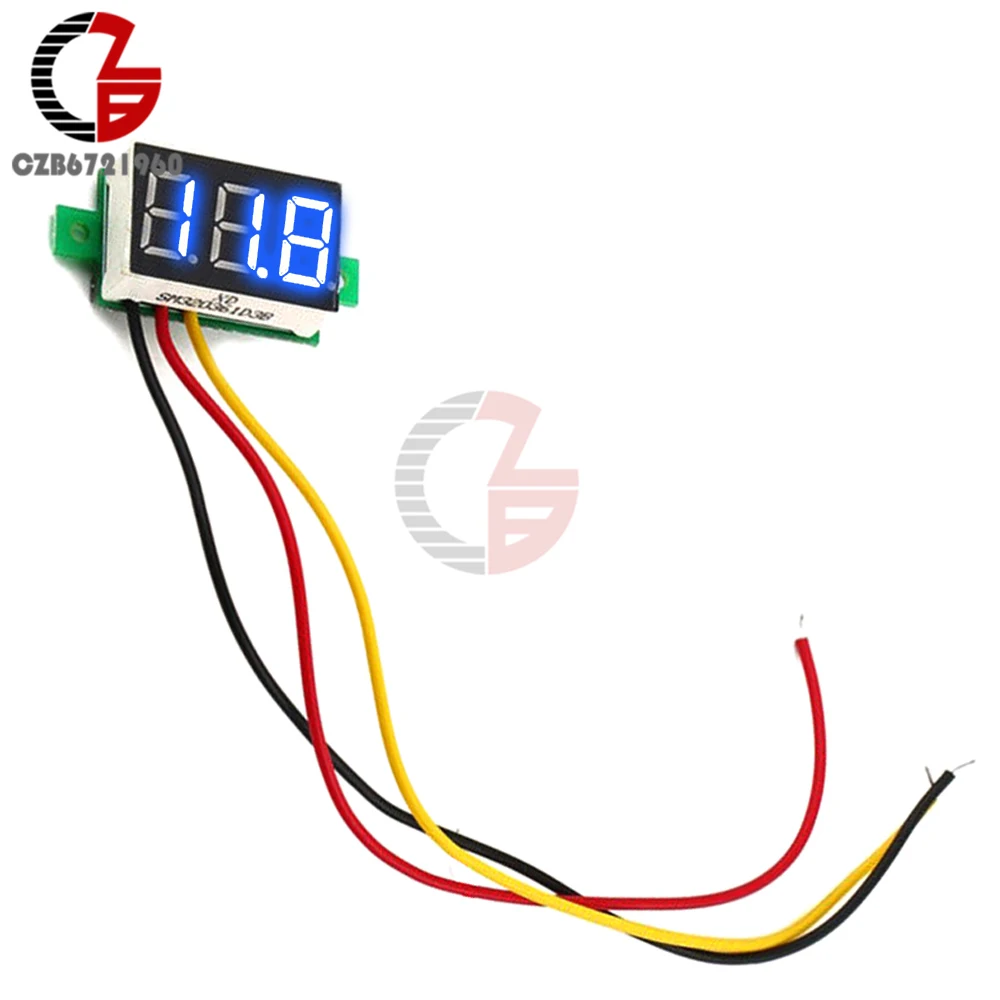 DC 0-100V Blue 0,28 дюймов DC светодиодный цифровой вольтметр 0-100 в измеритель напряжения автомобильный мобильный тестер напряжения 12 В красный зеленый синий желтый - Цвет: DC 0-100V Blue