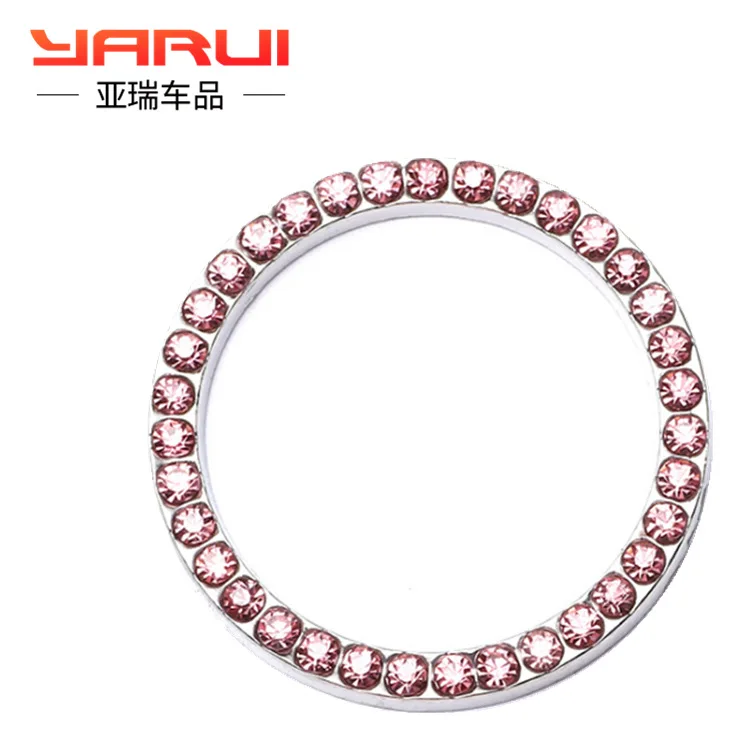 4 шт Bling Crystal Rhinestone Кнопка зажигания автомобиля кольцо автомобильная эмблема