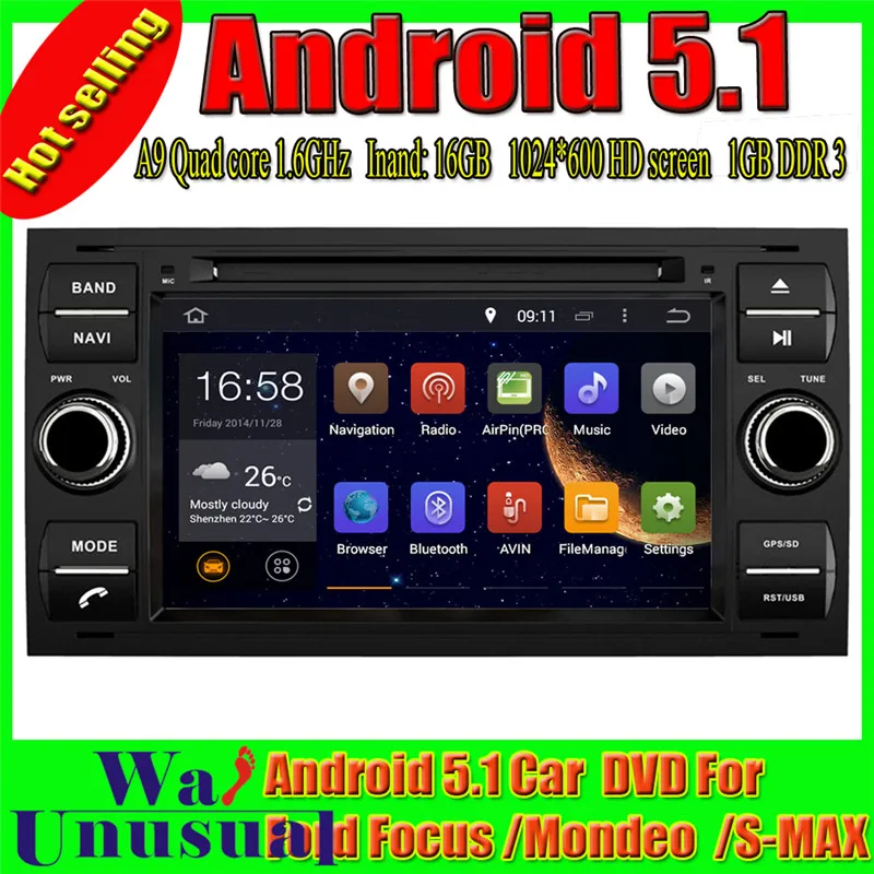 

Wanобычно 7 дюймов Восьмиядерный 32G 4G RAM Android 6,0 Автомобильный видео плеер для Ford Focus для Mondeo для S-max для подключения 2005 2006 2007