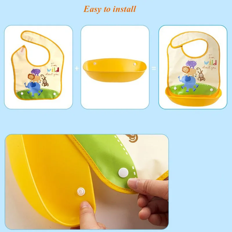 

Baby Waterproof Bibs Removal Baby Saliva Towel Cute Cartoon Animals PEVA Kids Bibs