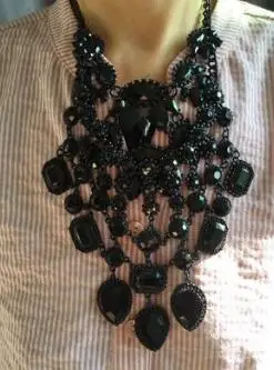 Fashion Jewelry Maxi Necklace For Women 2019 New Rhinestone Crystal Beads Collar Choker Tassel Statement Chockers | Украшения и