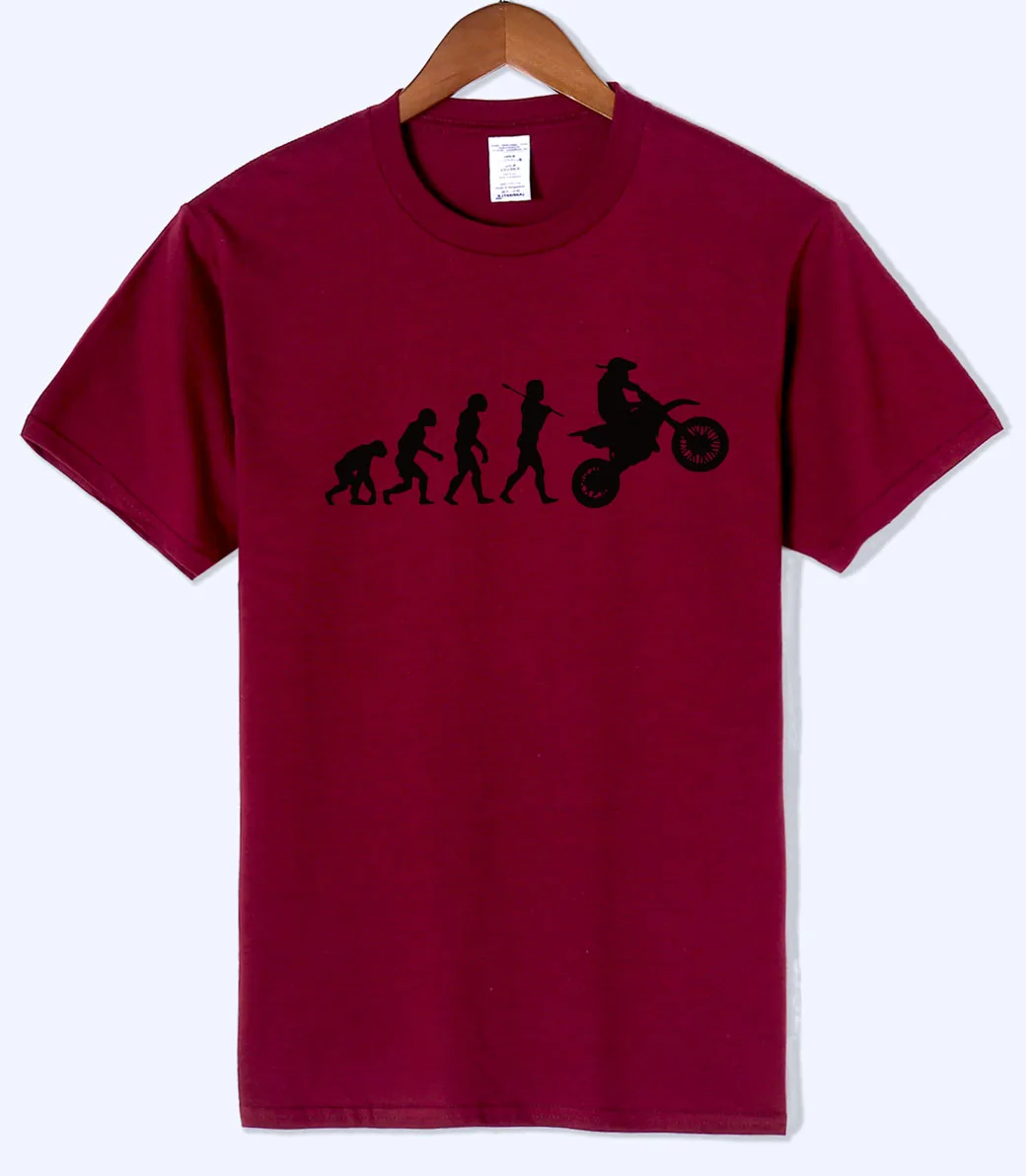 wine red 1 Dirtbike с изображением процесса эволюции и мотокросса мужская футболка Летняя Повседневная модная мужская футболка хлопок высокое качество короткий рукав футболки - Цвет: wine red 1