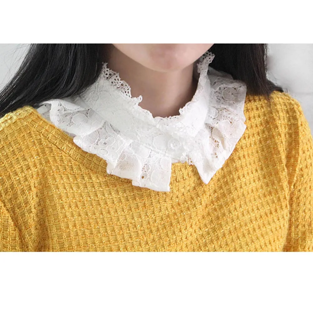 

Fake Collar Hollow Lace Vintage Detachable Collars Lapel Fake Shirt Collars False Collar #15