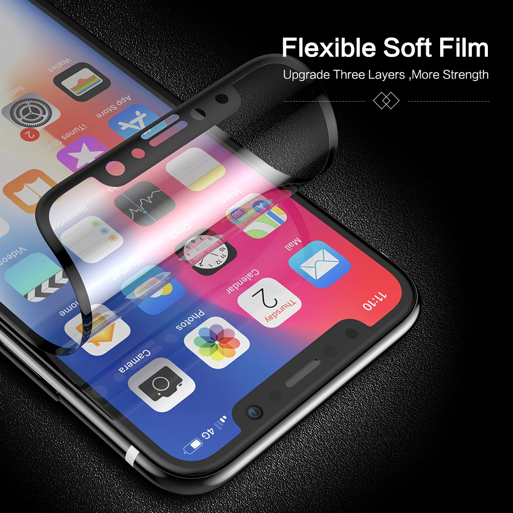 Полный охват край мягкой Экран протекторы для iPhone X 10 Ультра Тонкий HD Ясно