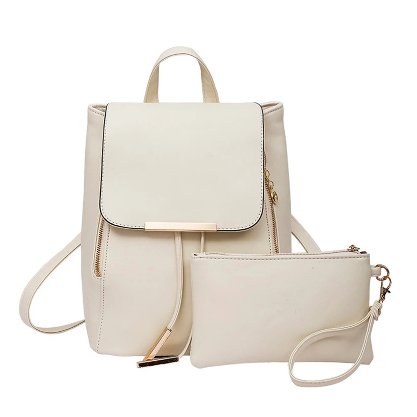 BG Aelicy 2 шт. женский кожаный рюкзак наборы Bolsas Mochila Feminina маленькая школьная сумка дорожная сумка школьные рюкзаки белый рюкзак - Цвет: BG