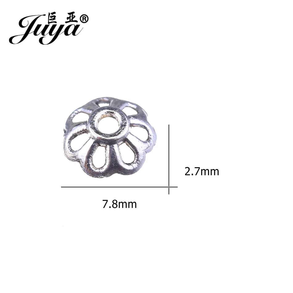 

JUYA Spring Loose Bead End Caps 2.7x7.8mm 100pcs/lot Hollow Out Beads Tip Cap Connectors for DIY Jewelry Findings Making AC0082
