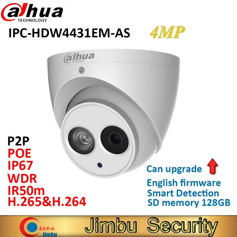 Dahua 4MP ip камера Eyeball IPC HDW4431EM AS POE IP67 Встроенный микрофон H.265 и H.264 тройное