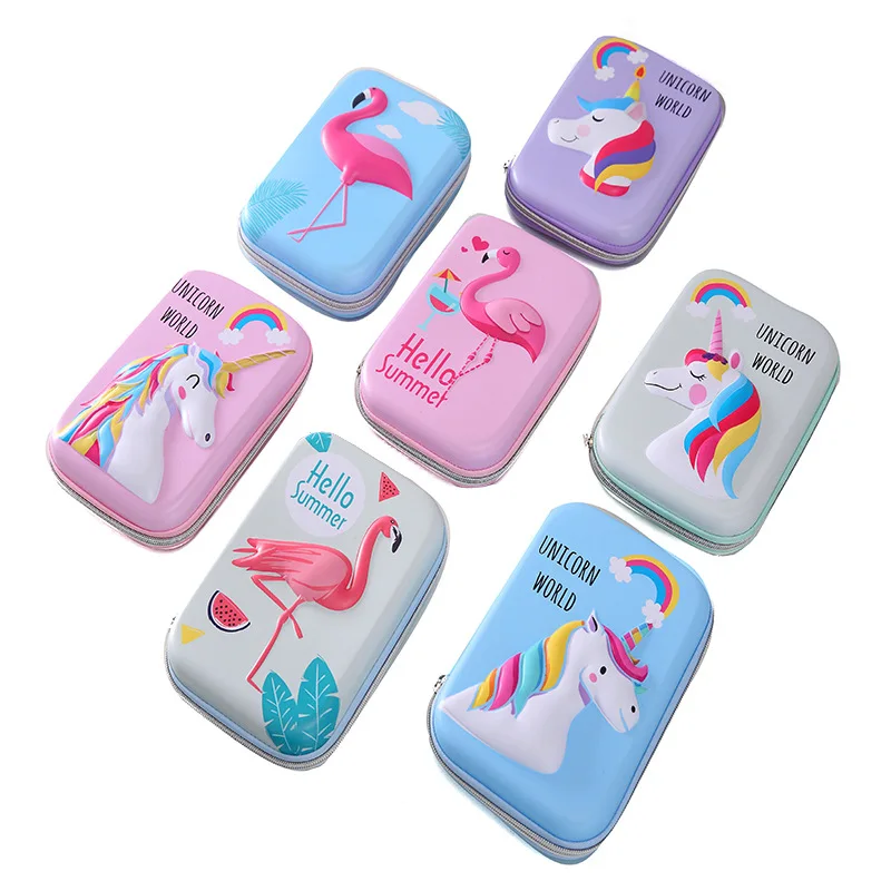 Чехол для карандашей с фламинго, единорогом, escolar Kawaii trousse scolaire stylo kalem kutusu, чехол для карандашей, EVA pencil box