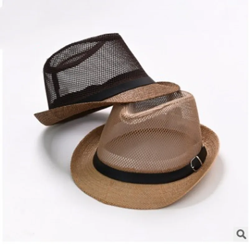 Шляпа женская Соломенная с решетчатым узором Пляжный головной убор бандажом от