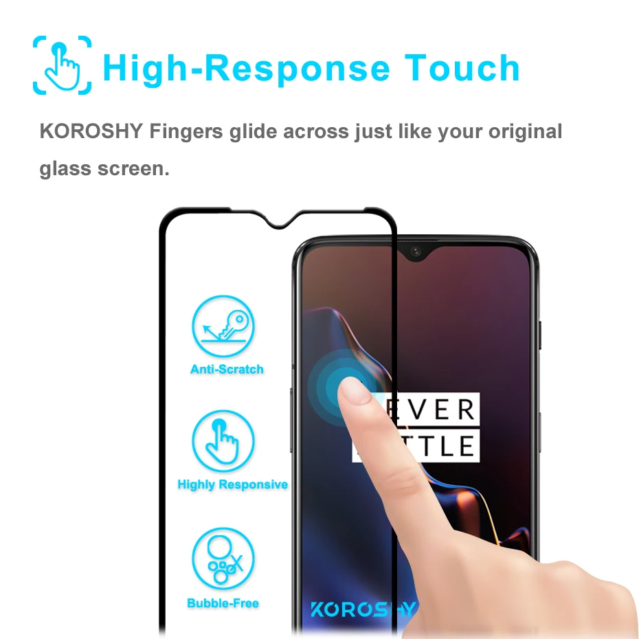 Закаленное стекло KOROSHY 9H для OnePlus 6 T One Plus защита экрана полное покрытие от царапин