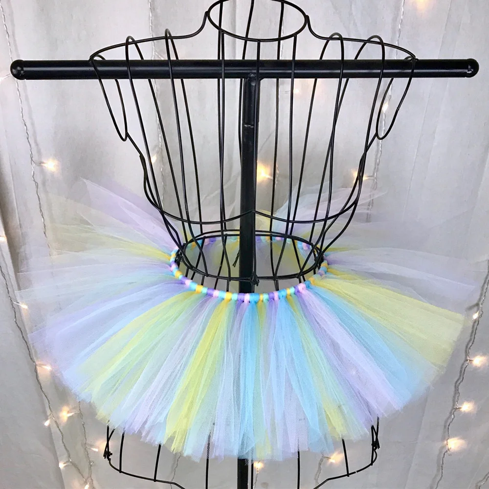 Пастельная Радужная юбка пачка пышные детские юбки балетная танцевальная для