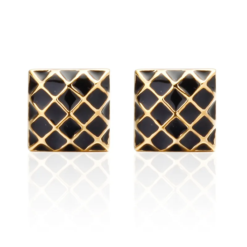 

C-MAN Jewelry golden grid Cufflinks for Mens High Quality Brand Enamel Animal Cufflink mosaic Crystal 2017 Newest Hot