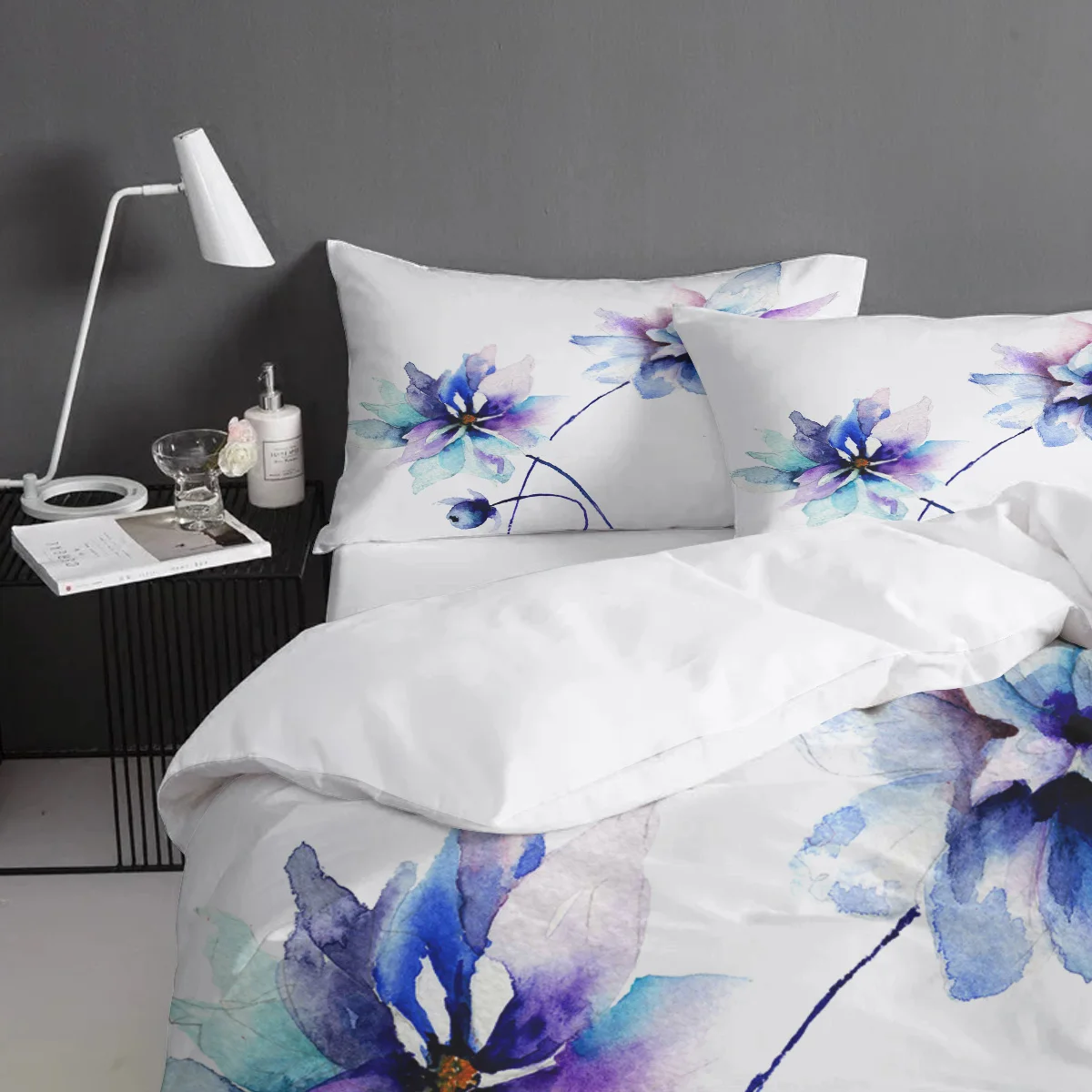 Watercolor Blue And White Pattern Bedding Sets Duvet Set Covers 4 Pcs Comforter Cover St. Valentine's Day Quilt Bed | Дом и сад