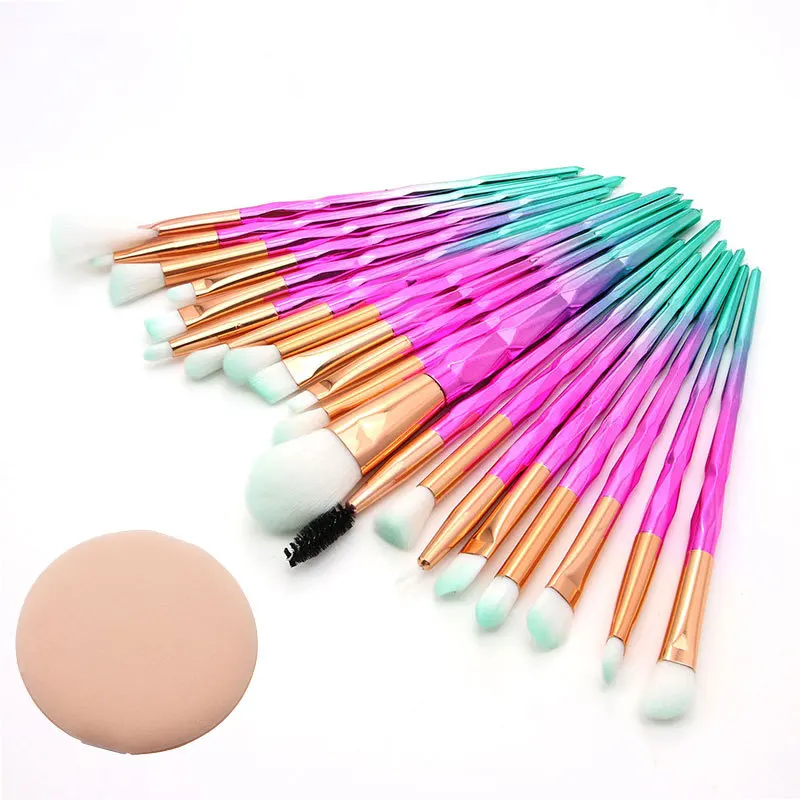 20 шт кисти для макияжа новые алмазные ручки круглый спонж комбинированные