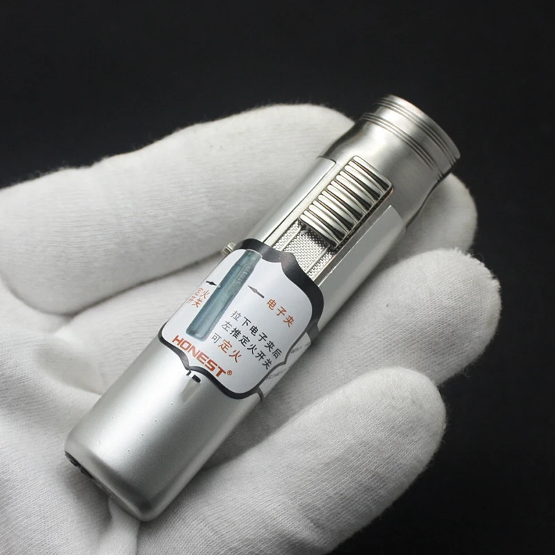 Непродуваемая металлическая горелка Бутановая струйная сигаретная Зажигалка