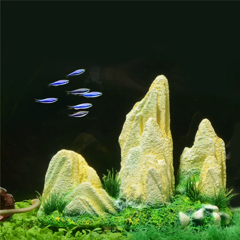 

Resin Aquarium Landscaping Rockery Fish Tank Decorative Stone Mountain Aquarium Accessories Yellow Rockery Stone for Aquariums