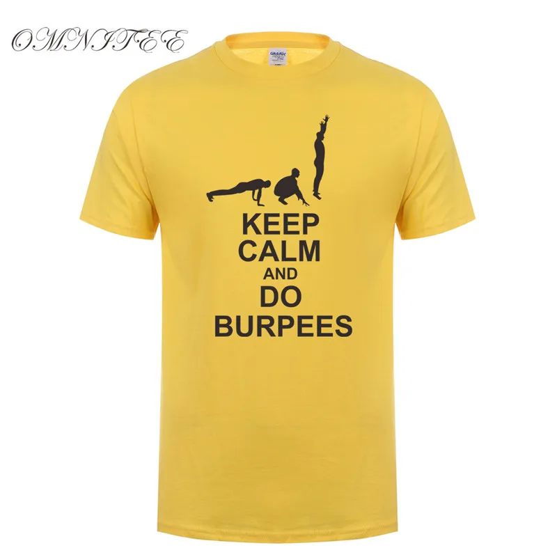 Мужская Летняя мода Gymer футболки Keep Calm и Do Burpees футболки короткий рукав хлопок фитнес мужские футболки XS-3XL OT-879