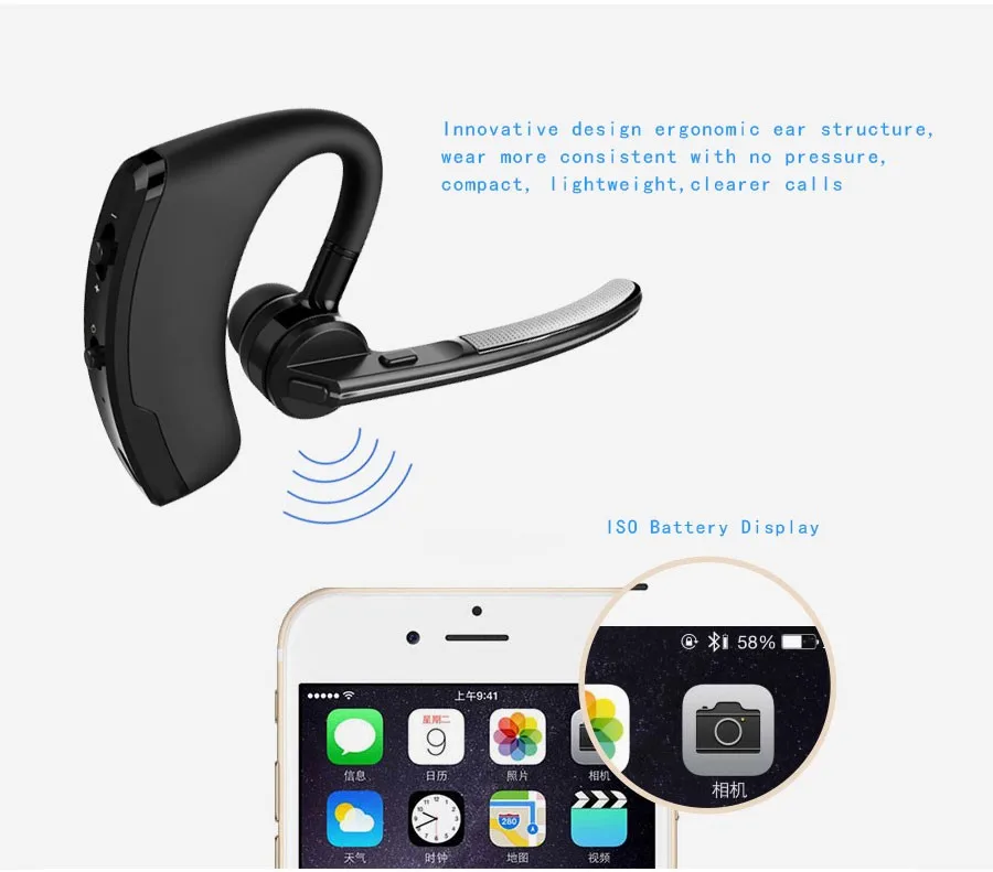 Беспроводной гарнитура Bluetooth Бизнес Hands Free Шум Отмена наушники гарнитуры с микрофоном стерео для смартфонов Drive