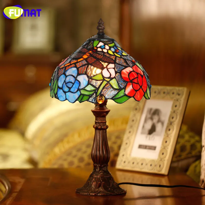 Фумат витражная настольная лампа стеклянный художественный абажур для
