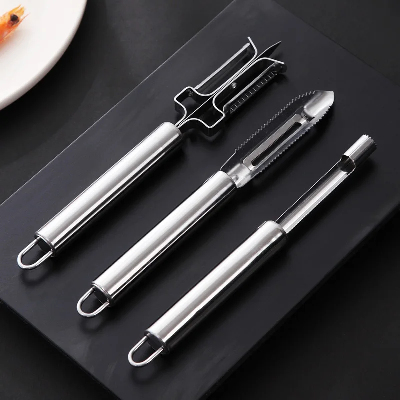 3 Pcs 1 Set WORTHBUY 3 шт. многофункциональная Овощечистка для фруктов и овощей из нержавеющей стали овощерезка Картофелечистка кухонные аксессуары - Цвет: 3 Pcs 1 Set