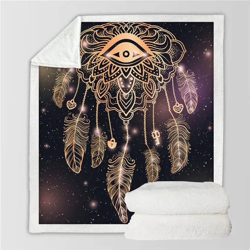 Eye Постельные принадлежности Outlet Dreamcatcher плед на кровать Galaxy Boho шерпа Флисовое одеяло роскошный бархат плюшевый диван плед Манта - Цвет: Eye