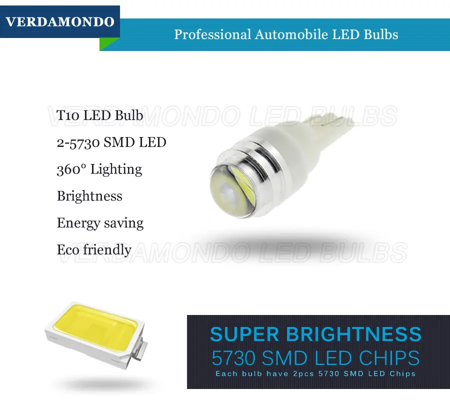 T10 светодиодный автомобильный инструмент Панель Лампа 194 168 W5W 5730 2 SMD автомобиля